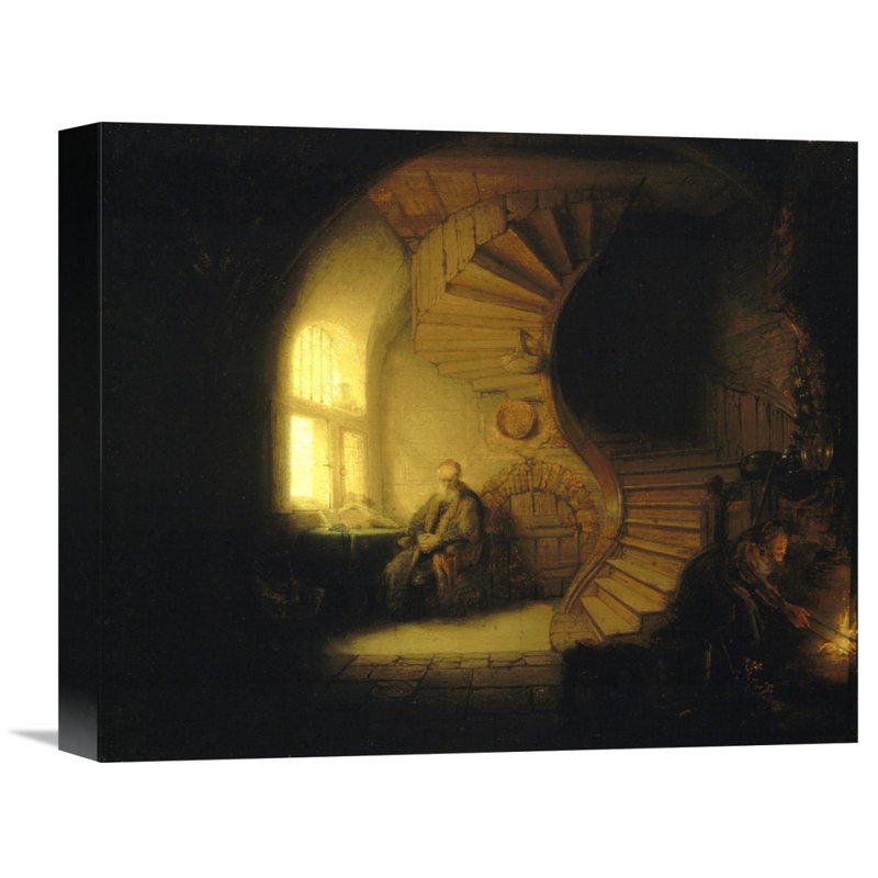 Global Gallery 'Philosopher in Meditation' by Rembrandt Van Rijn